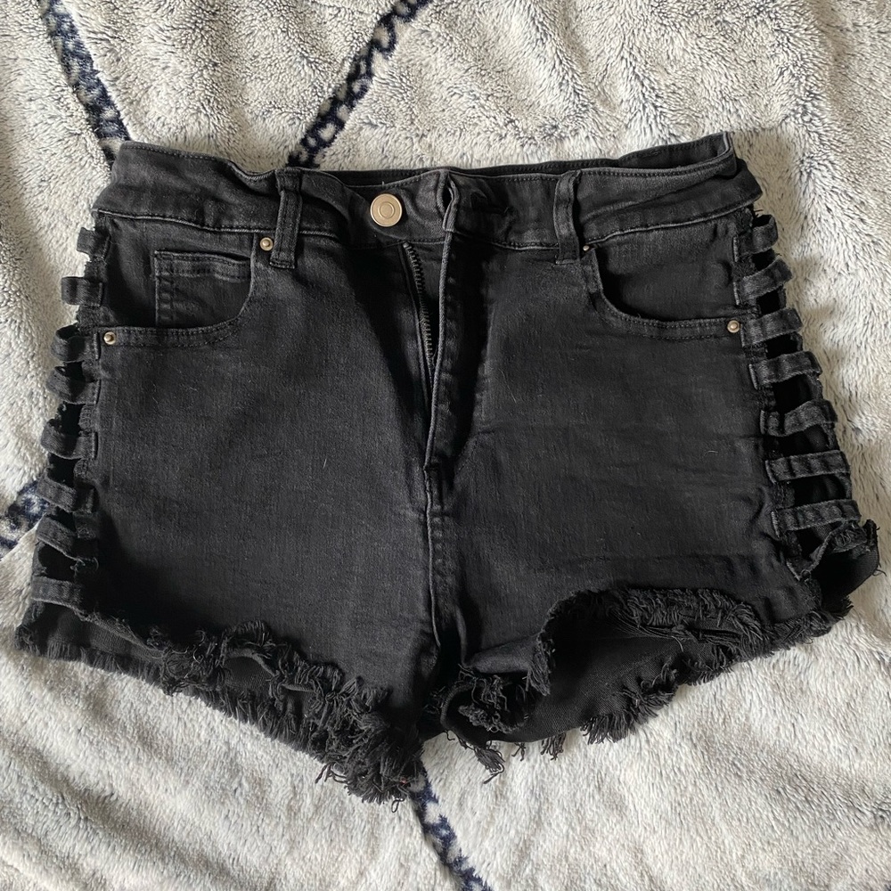 Black jean shorts